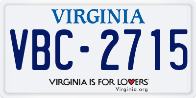 VA license plate VBC2715