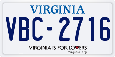 VA license plate VBC2716