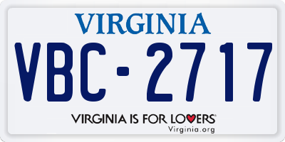 VA license plate VBC2717