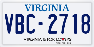 VA license plate VBC2718