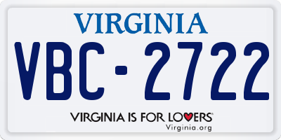 VA license plate VBC2722