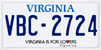 VA license plate VBC2724
