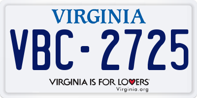 VA license plate VBC2725