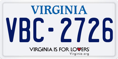 VA license plate VBC2726