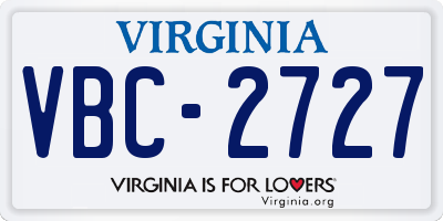VA license plate VBC2727
