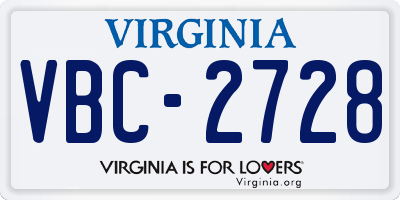 VA license plate VBC2728