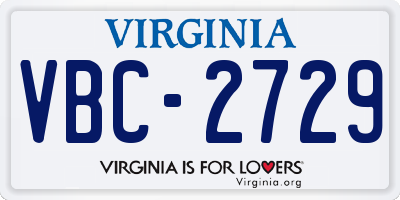 VA license plate VBC2729