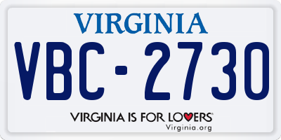 VA license plate VBC2730