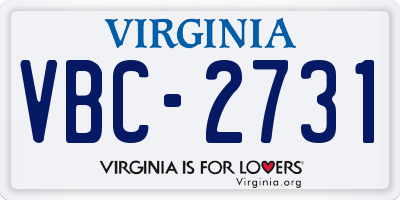 VA license plate VBC2731