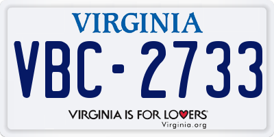 VA license plate VBC2733