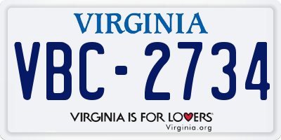 VA license plate VBC2734
