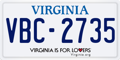 VA license plate VBC2735