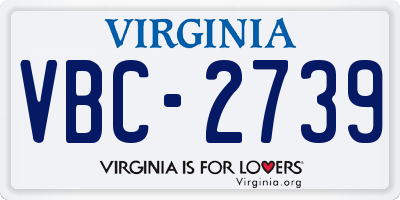 VA license plate VBC2739