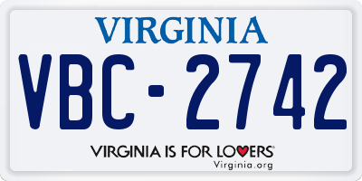 VA license plate VBC2742