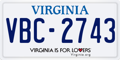 VA license plate VBC2743
