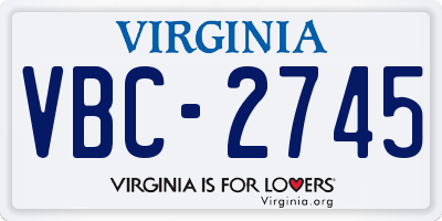 VA license plate VBC2745