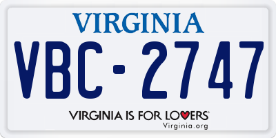 VA license plate VBC2747