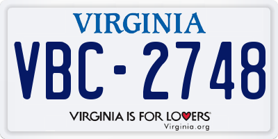 VA license plate VBC2748