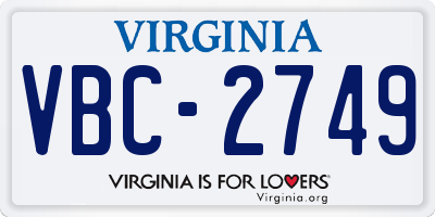 VA license plate VBC2749
