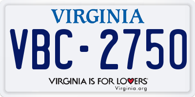 VA license plate VBC2750
