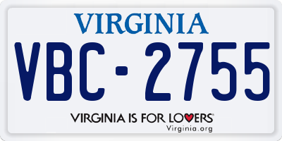 VA license plate VBC2755