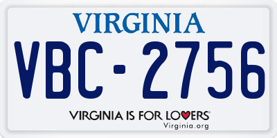 VA license plate VBC2756