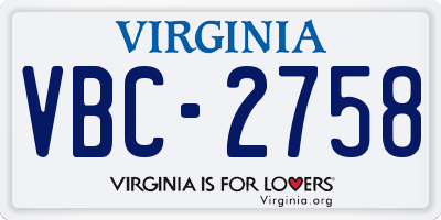 VA license plate VBC2758
