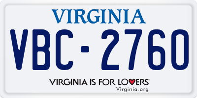 VA license plate VBC2760