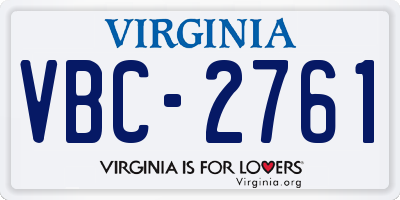 VA license plate VBC2761
