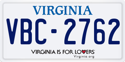 VA license plate VBC2762