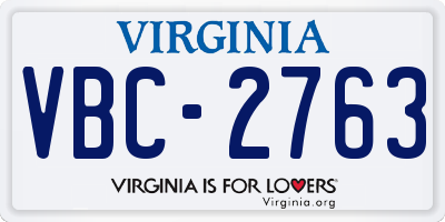 VA license plate VBC2763