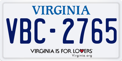VA license plate VBC2765