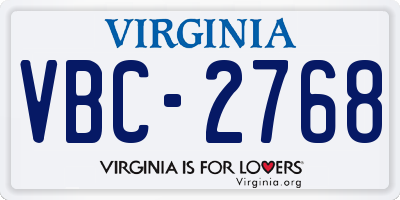 VA license plate VBC2768