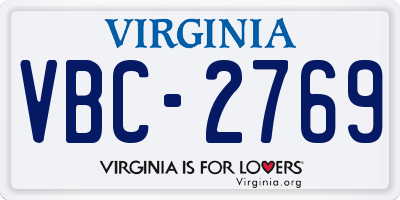 VA license plate VBC2769