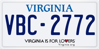 VA license plate VBC2772