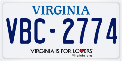 VA license plate VBC2774