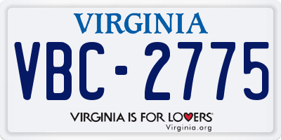 VA license plate VBC2775
