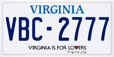 VA license plate VBC2777