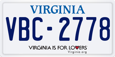 VA license plate VBC2778