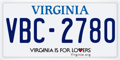 VA license plate VBC2780