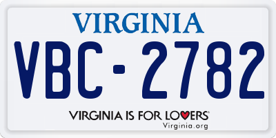 VA license plate VBC2782