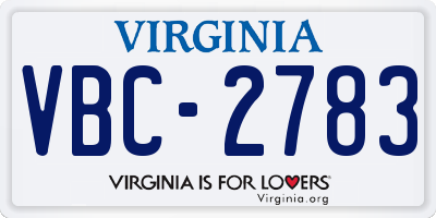 VA license plate VBC2783