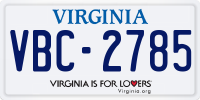VA license plate VBC2785