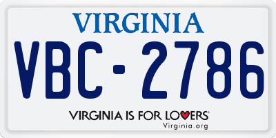 VA license plate VBC2786
