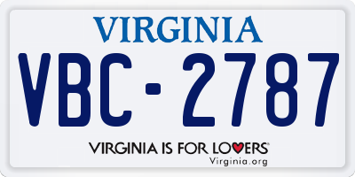 VA license plate VBC2787