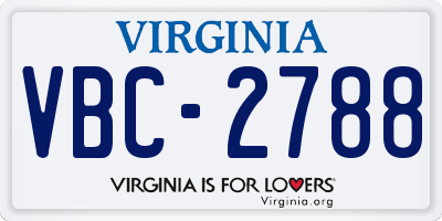 VA license plate VBC2788