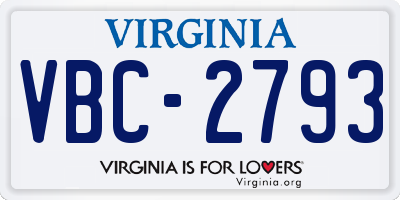 VA license plate VBC2793
