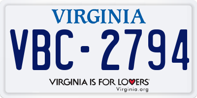 VA license plate VBC2794