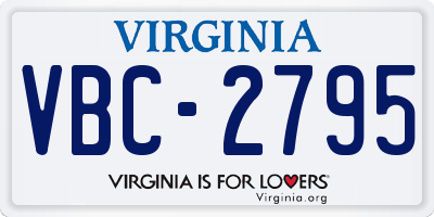 VA license plate VBC2795