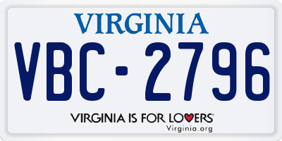 VA license plate VBC2796